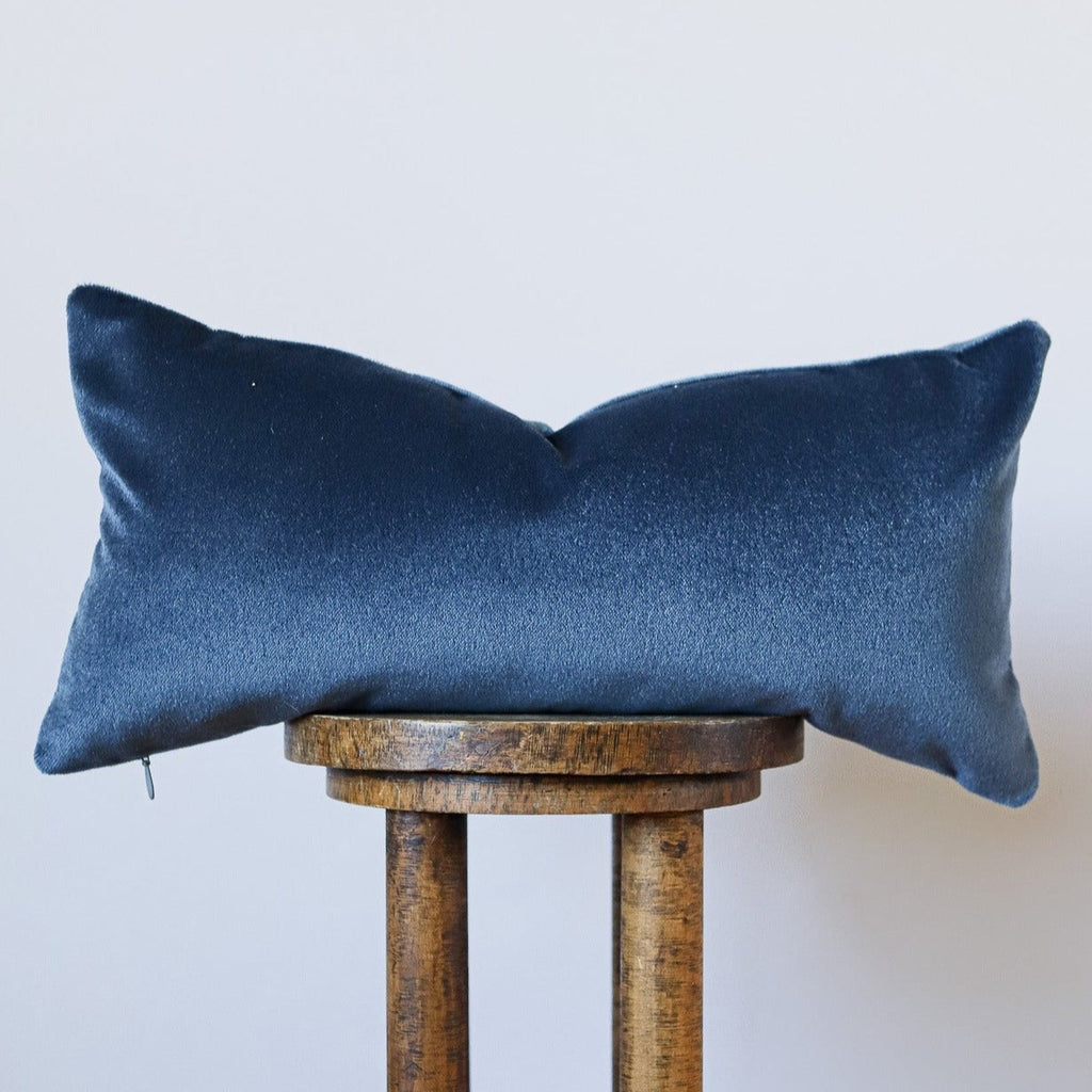 Navy Velvet Lumbar Pillow 12x24