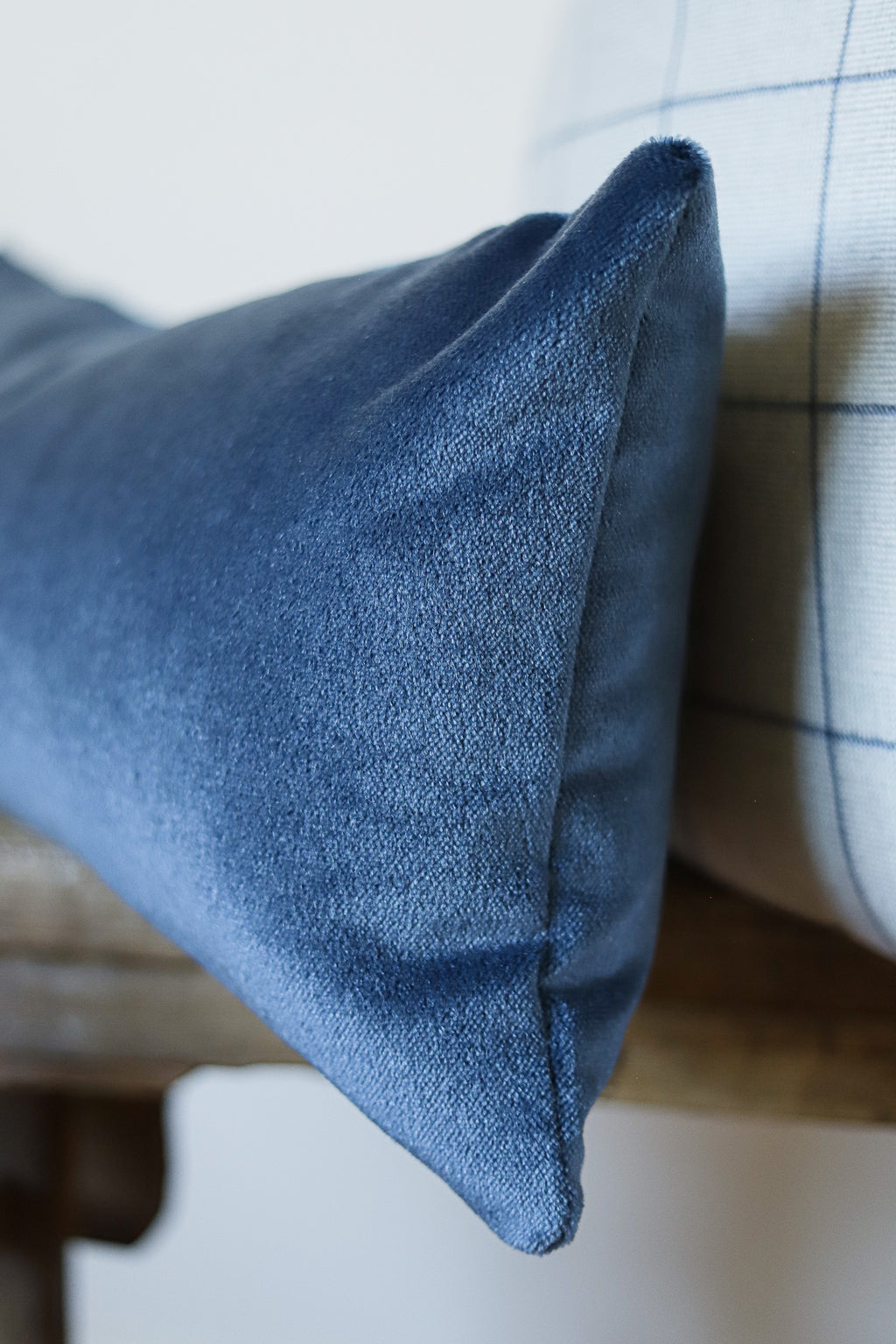 Navy Velvet Lumbar Pillow 12x24
