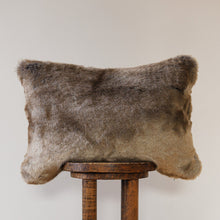 Load image into Gallery viewer, Brown Faux Fur with Grey Undertone Lumbar Pillow 16x24
