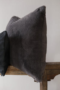 Grey Faux Fur Pillow 22x22