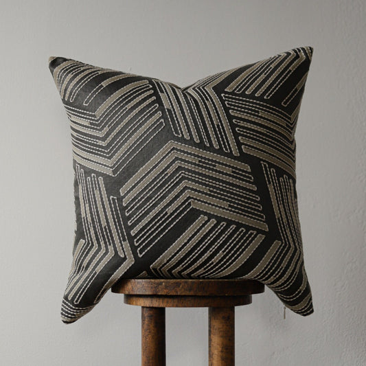 Brown with Embroidered Beige Arrows Pillow 22x22
