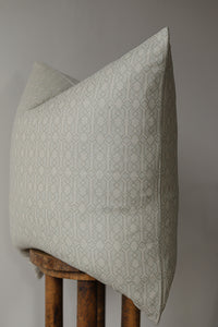 Off White Wool with Light Blue Diamond Pattern Pillow 24x24