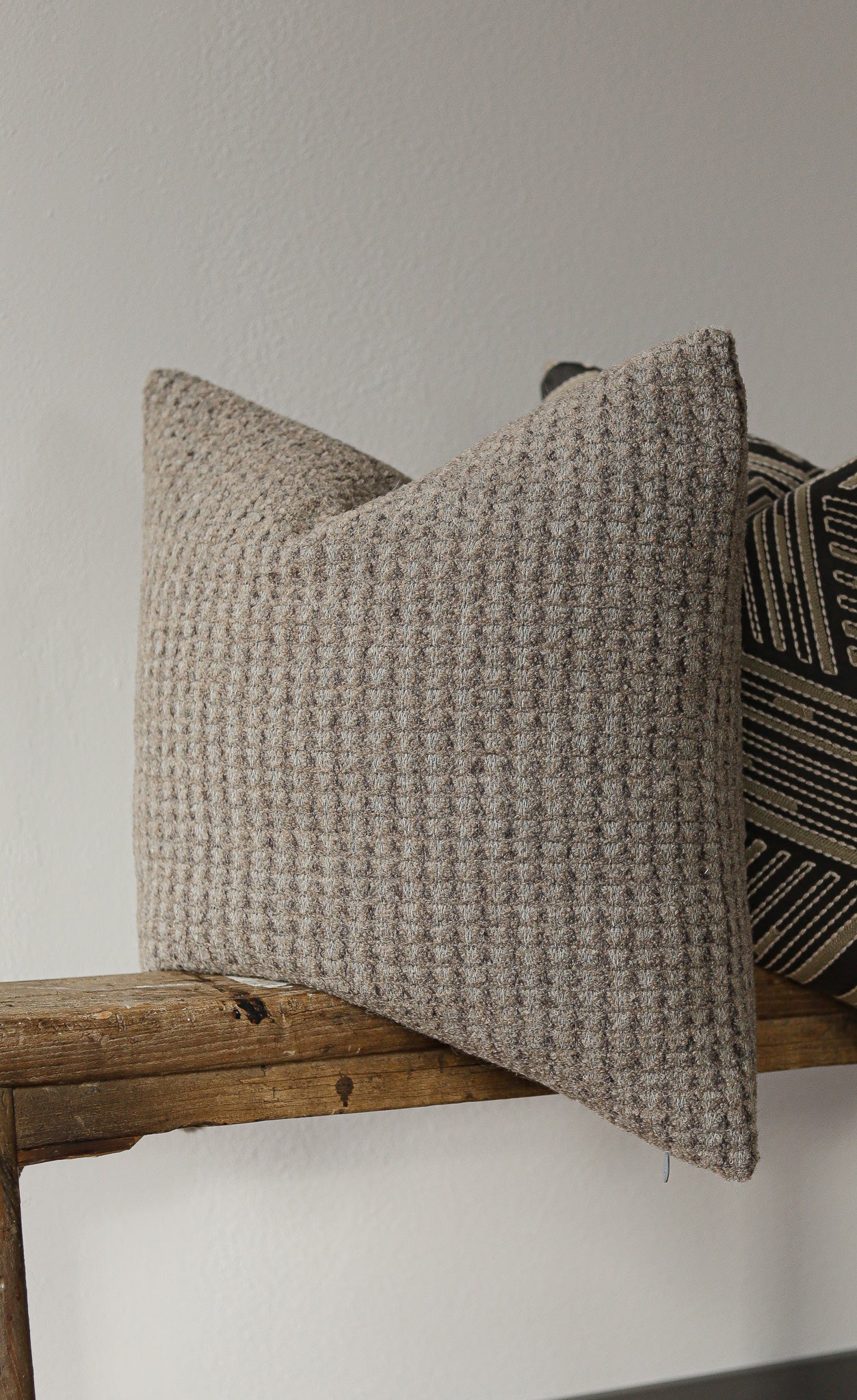 Brown with Embroidered Beige Arrows Pillow 22x22