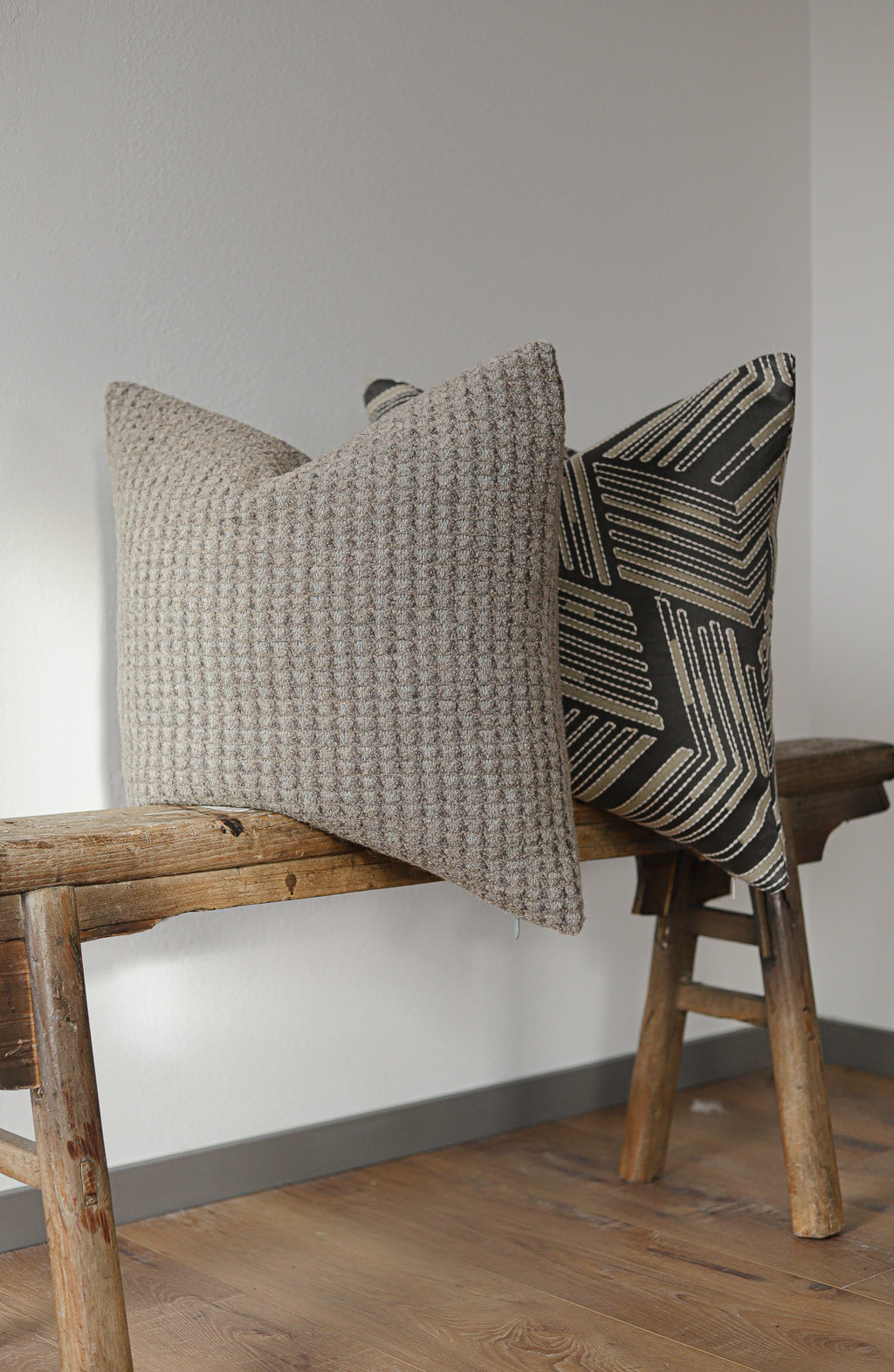 Brown with Embroidered Beige Arrows Pillow 22x22