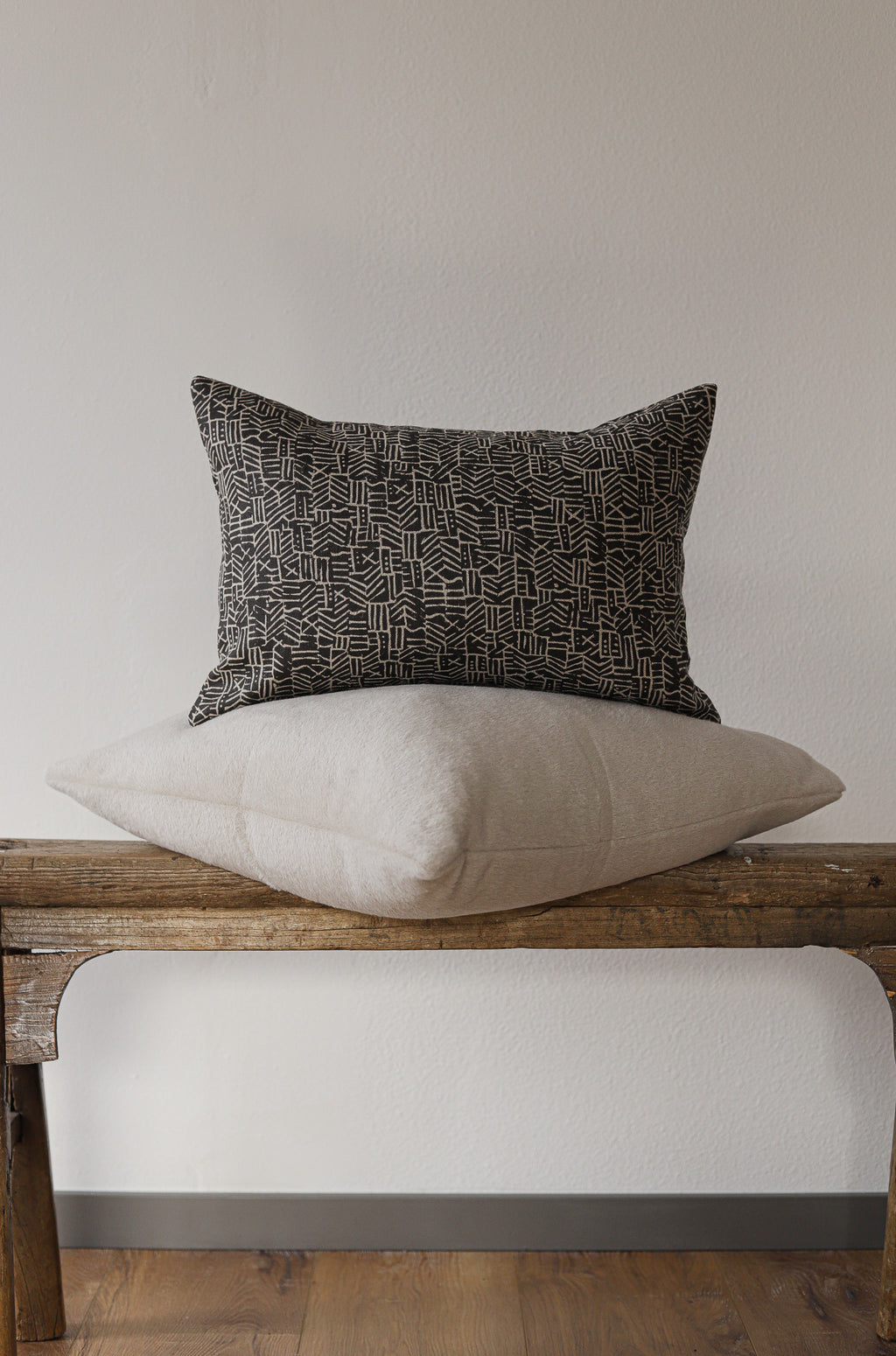 Brown Printed Abstract Pattern on Natural Linen Lumbar 14x20
