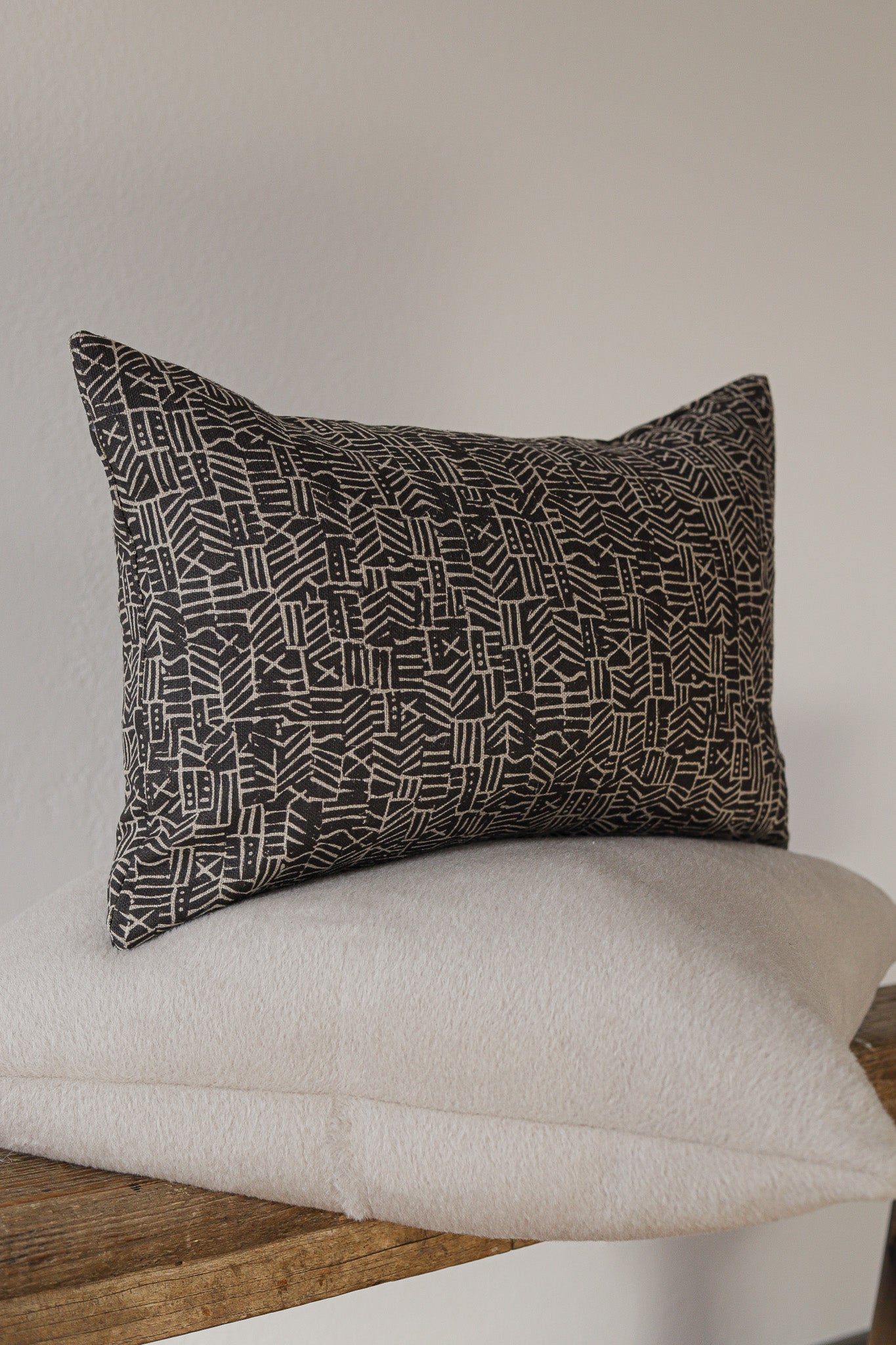 Brown Printed Abstract Pattern on Natural Linen Lumbar 14x20