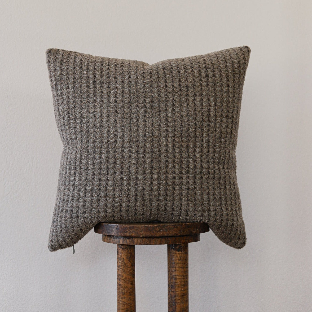 Light Brown Wool with Dark Brown Diamonds Pillow 22x22