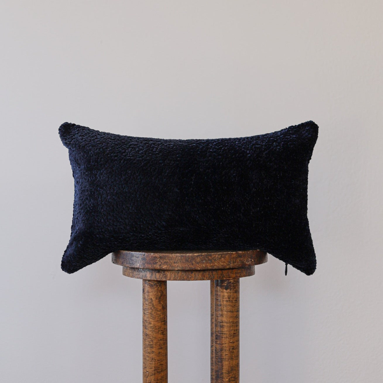 Navy Chenille Tufts Lumbar Pillow 12x20