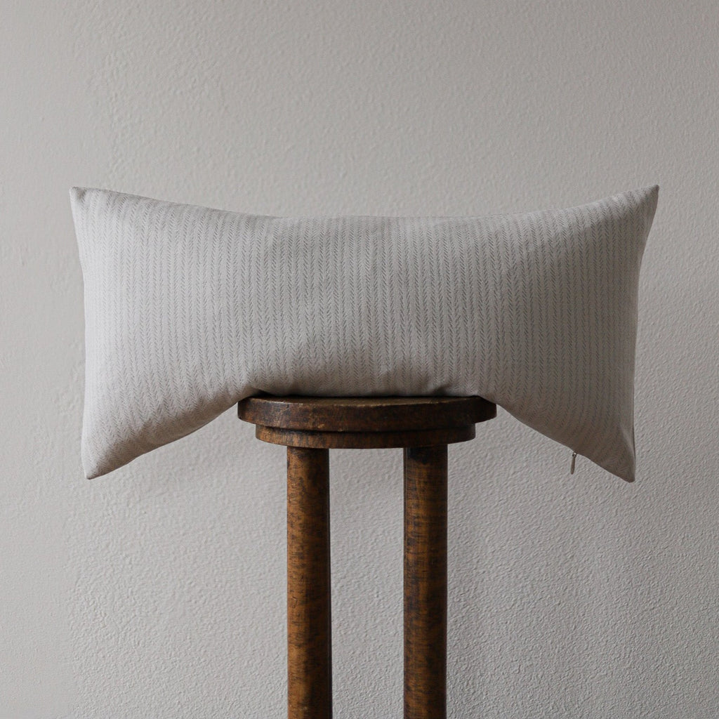 White Wool w/ Grey Hatched Lines Decorative Lumbar Pillow 14x28