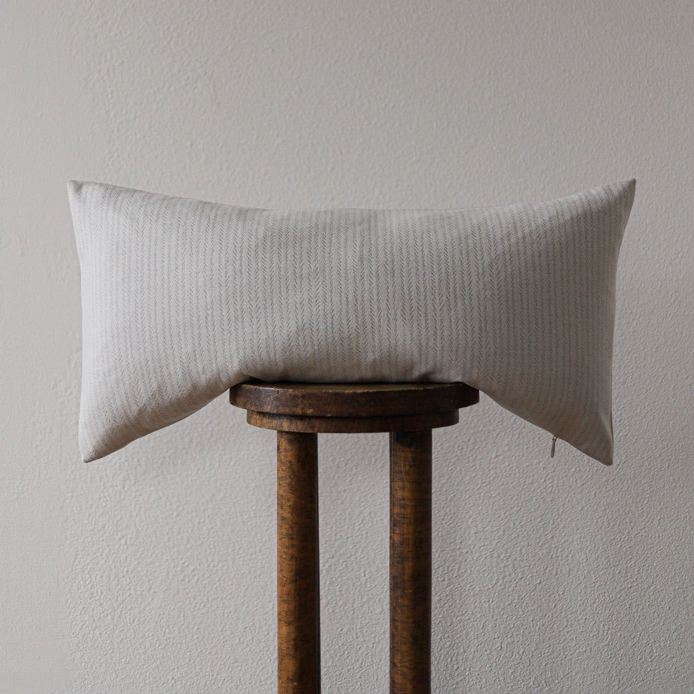 White Wool w/ Grey Hatched Lines Decorative Lumbar Pillow 14x28