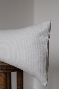 White Wool w/ Grey Hatched Lines Decorative Lumbar Pillow 14x28