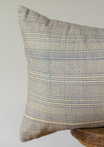 Woven Silk with Blue Printed Pattern Lumbar 16x24