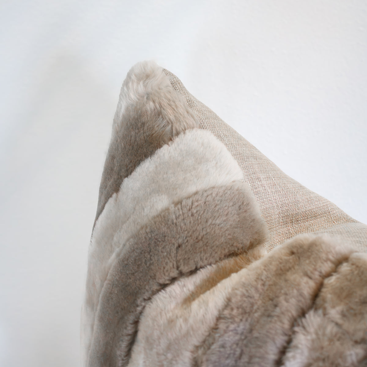 Silver & Grey Sheepskin Strip Pillow 20x20