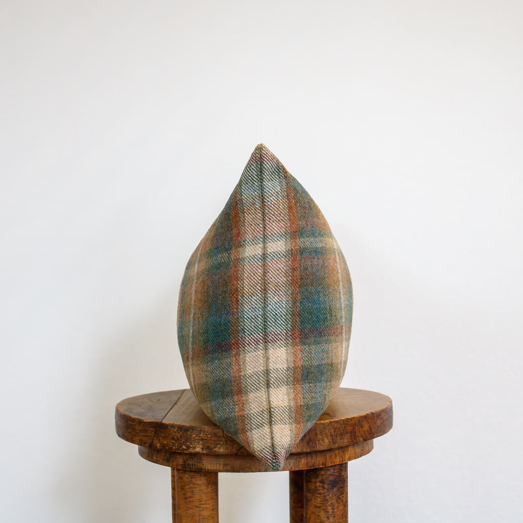 Multi-Colored Plaid Wool Lumbar Pillow 12x18