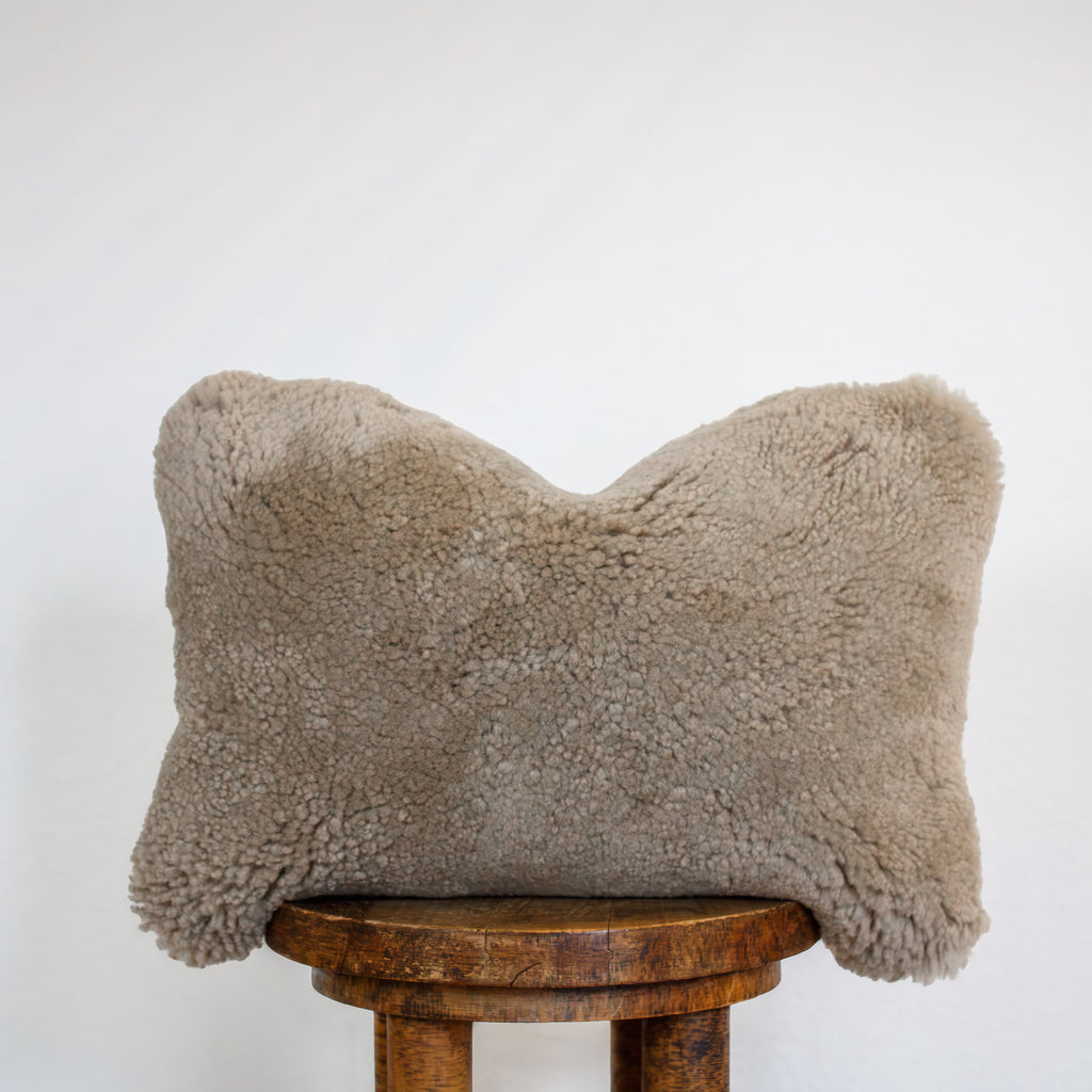 Oatmeal Sheepskin Hide Lumbar Pillow 12x18