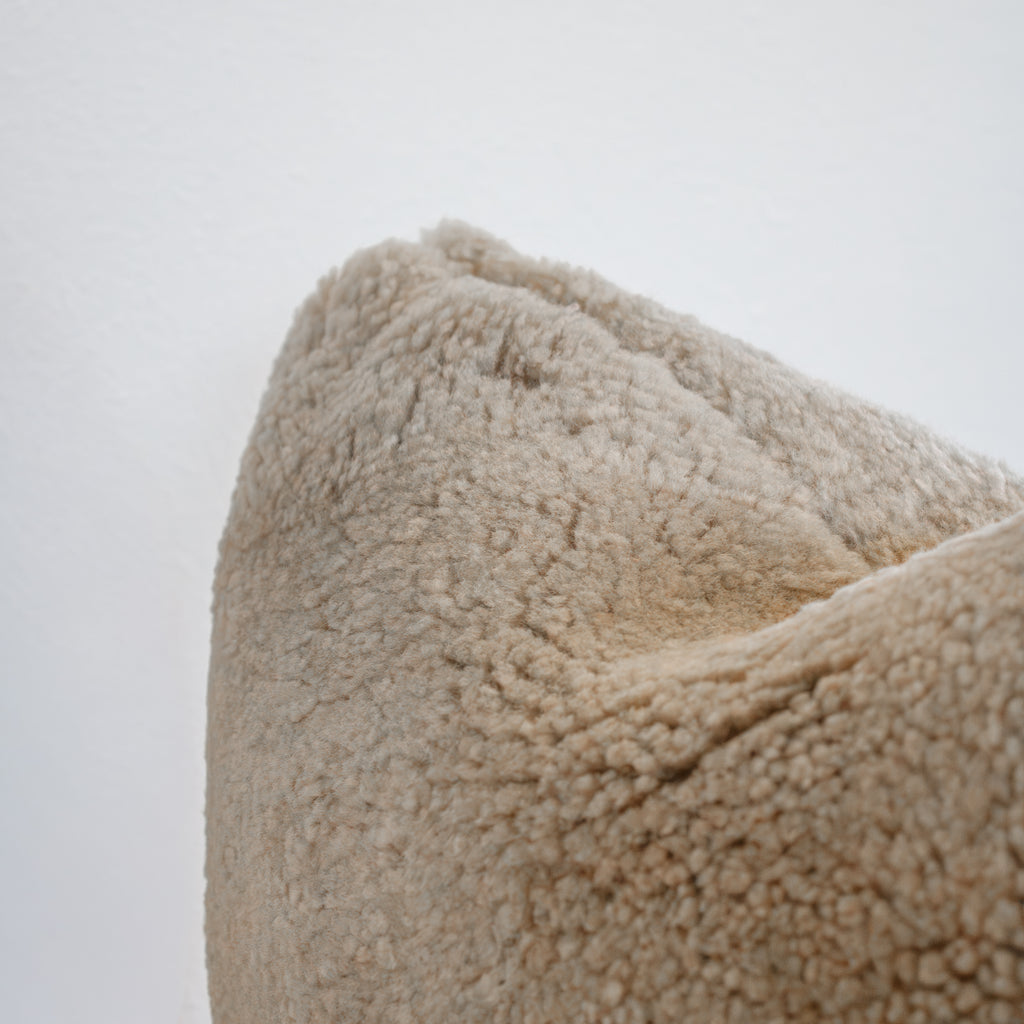 Oatmeal Sheepskin Hide Lumbar Pillow 12x18