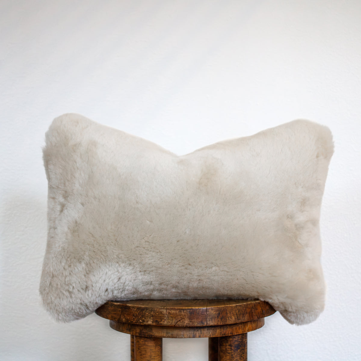 Ivory Sheepskin Hide Lumbar Pillow 12x18