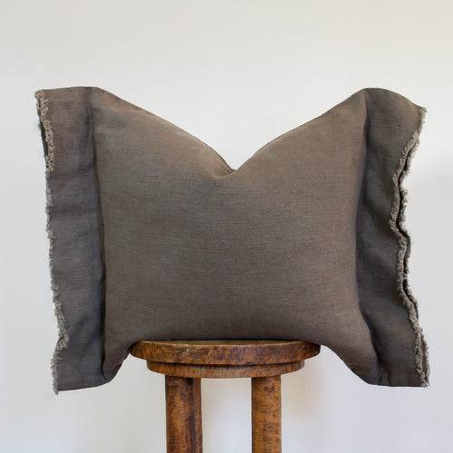 Mushroom Linen with Relaxed Flange Pillow 20x20