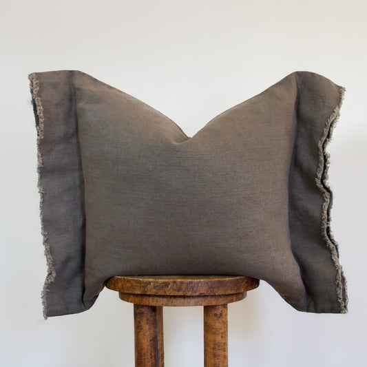 Mushroom Linen with Relaxed Flange Pillow 20x20
