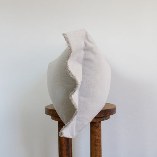 Cream Linen with Relaxed Flange Lumbar Pillow 16x24