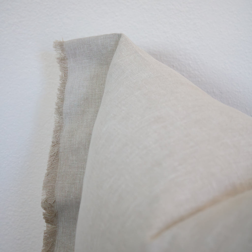 Cream Linen with Relaxed Flange Lumbar Pillow 16x24