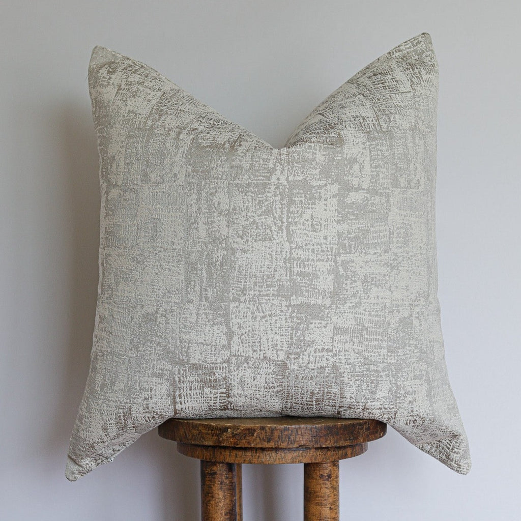 Silver & White Abstract Decorative Pillow 24x24
