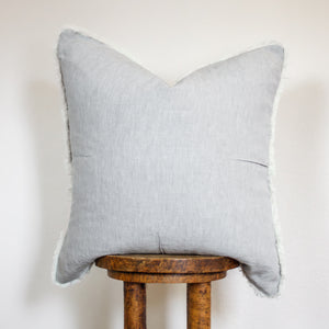 Silver Grey Cotton Pillow With 5" Pinch Pleat & Live Edge Flange 22x22