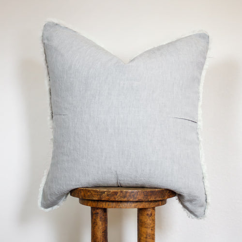 Silver Grey Cotton Pillow With 5" Pinch Pleat & Live Edge Flange 22x22