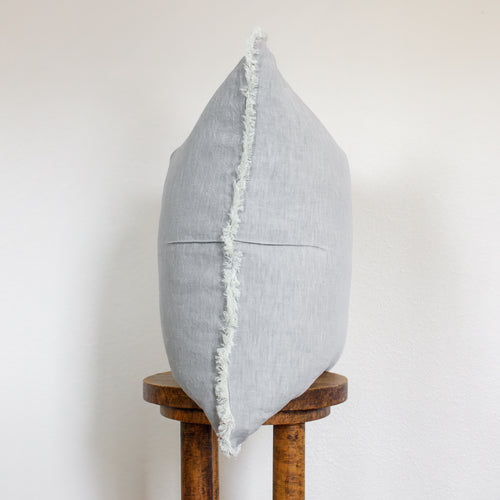 Silver Grey Cotton Pillow With 5" Pinch Pleat & Live Edge Flange 22x22