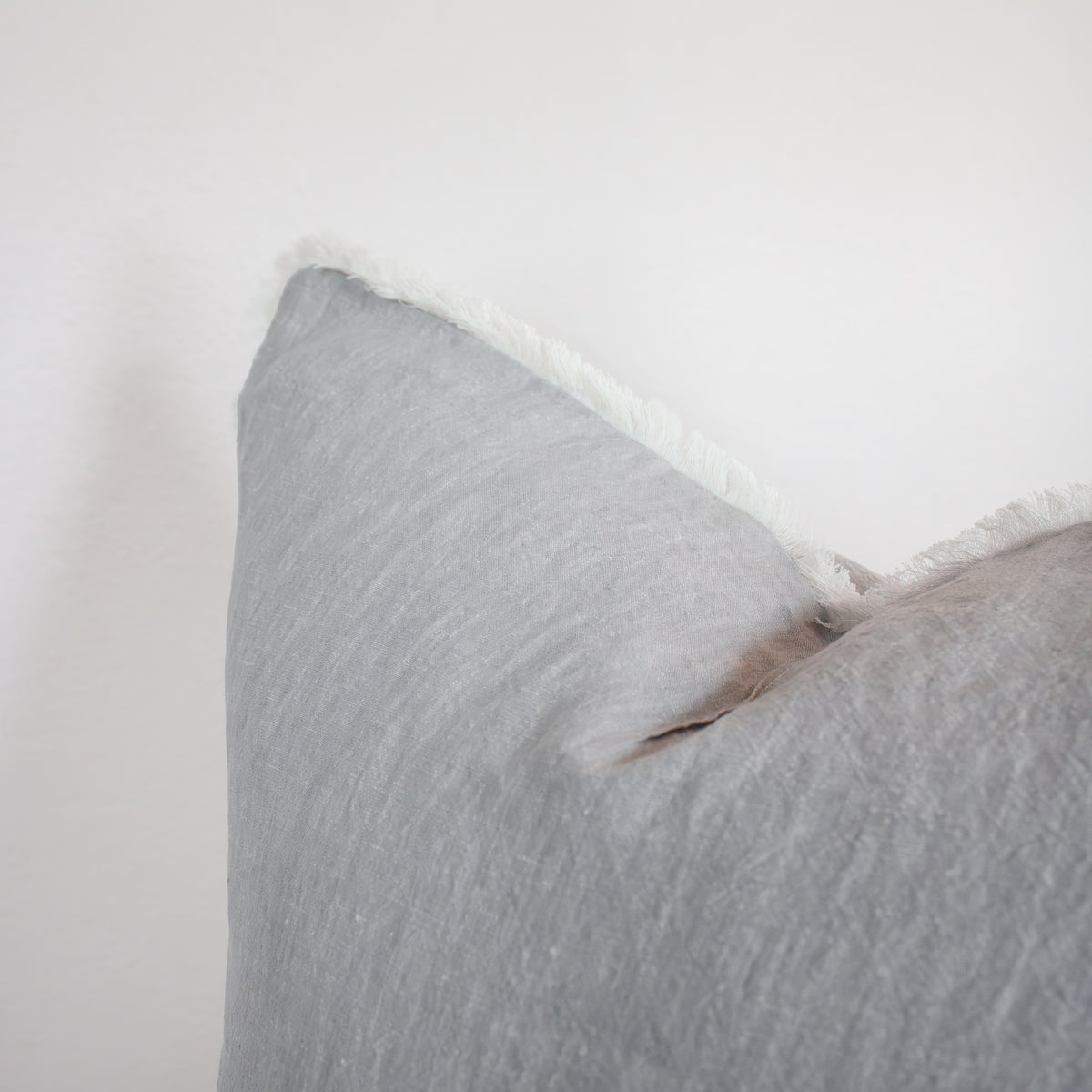 Silver Grey Cotton Pillow With 5" Pinch Pleat & Live Edge Flange 22x22