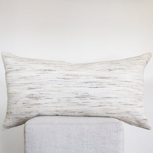 Cream & Brown Striated Wool & Cotton Woven Blend Pillow Set of 2 - 20x36