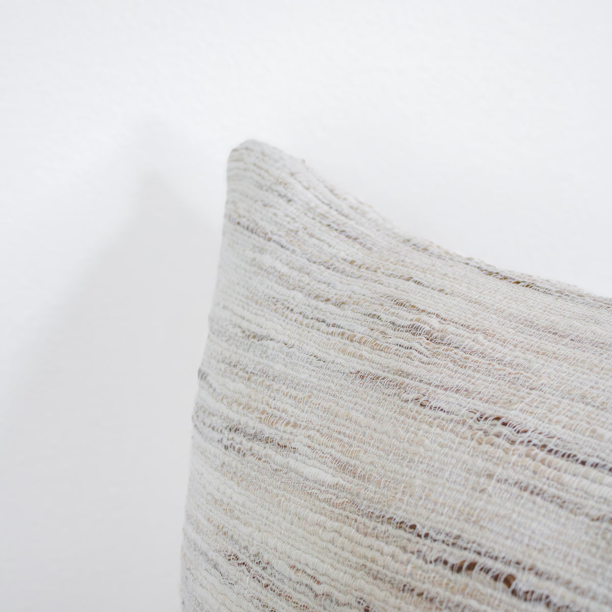 Cream & Brown Striated Wool & Cotton Woven Blend Pillow Set of 2 - 20x36