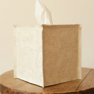 Cream Vegan Leather Single Tissue Box Cover