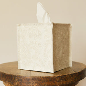 Cream Vegan Leather Single Tissue Box Cover
