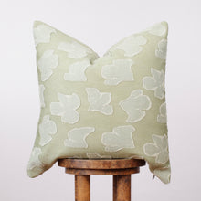 Load image into Gallery viewer, Sage Green Linen with Ginkgo Leaf Decorative Pillow 22x22
