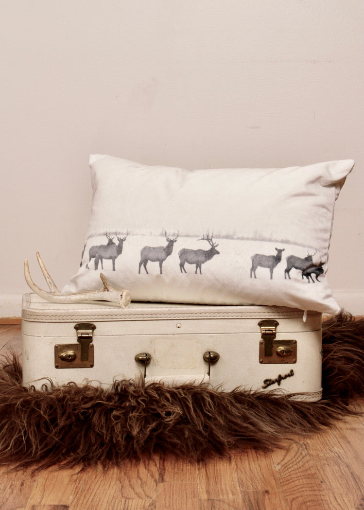 "The March" Elk Velvet Lumbar Pillow 14x22