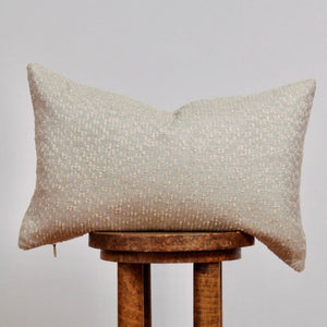 Grey Linen with Beige Woven Texture Lumbar Pillow 14x22