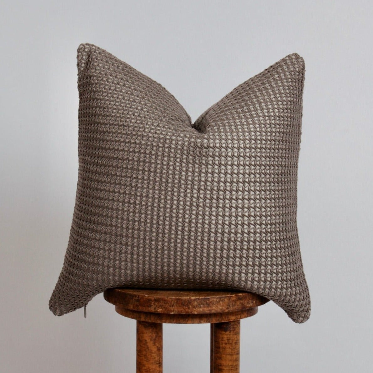 Grey Basketweave on Poly-Silk Pillow 20x20