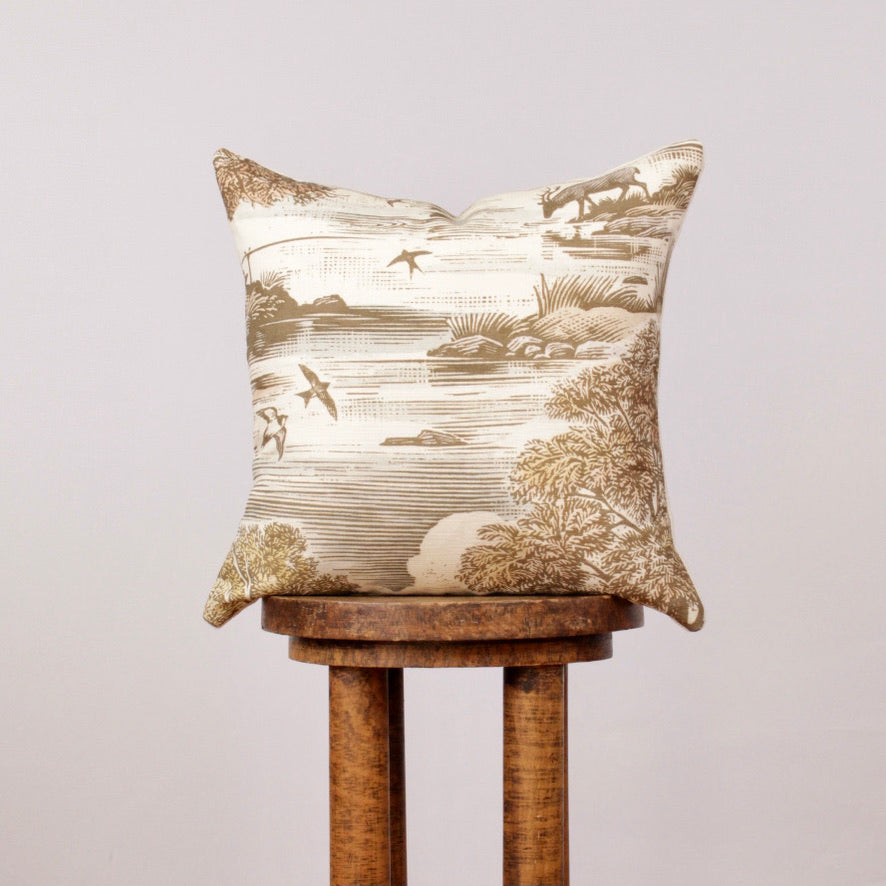 Landscape Scene Printed on Linen Pillow 16x16