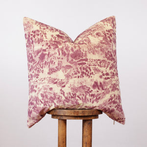 Cream & Plum Abstract Floral Velvet Decorative Pillow 24x24