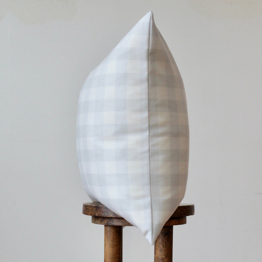 Off-White & Light Grey Buffalo Check Wool Blend Decorative 22x22