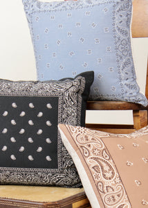 Light Blue Vintage Bandana Decorative Pillow 18x18