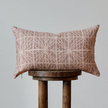 Load image into Gallery viewer, Pink &amp; Brown Geometric Print on Linen Lumbar 12x20

