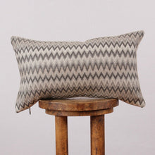Load image into Gallery viewer, Shades of Grey Chevron Wool Lumbar Pillow 12x20
