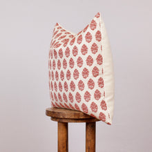 Load image into Gallery viewer, Red &amp; Cream Woven Botanical Leaf Decorative Pillow 20x20
