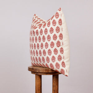 Red & Cream Woven Botanical Leaf Decorative Pillow 20x20