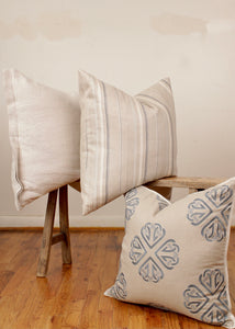 Taupe & Blue Stripe Decorative Pillow 24x24