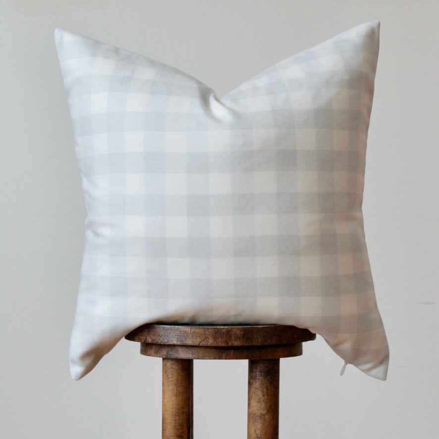 Off-White & Light Grey Buffalo Check Wool Blend Decorative 22x22