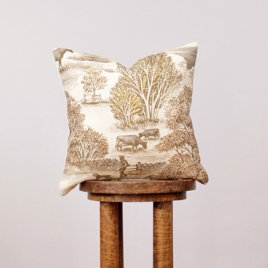 Landscape Scene Printed on Linen Pillow 15.5x15.5