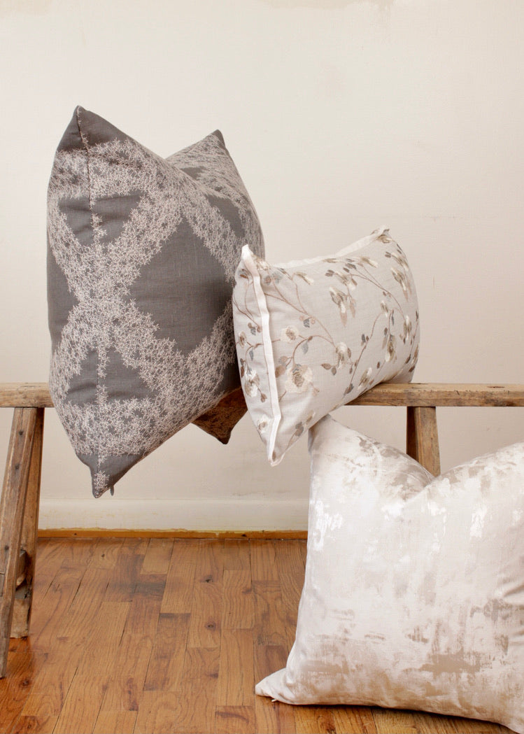 Silver Champagne Silky Decorative Pillow 21x21